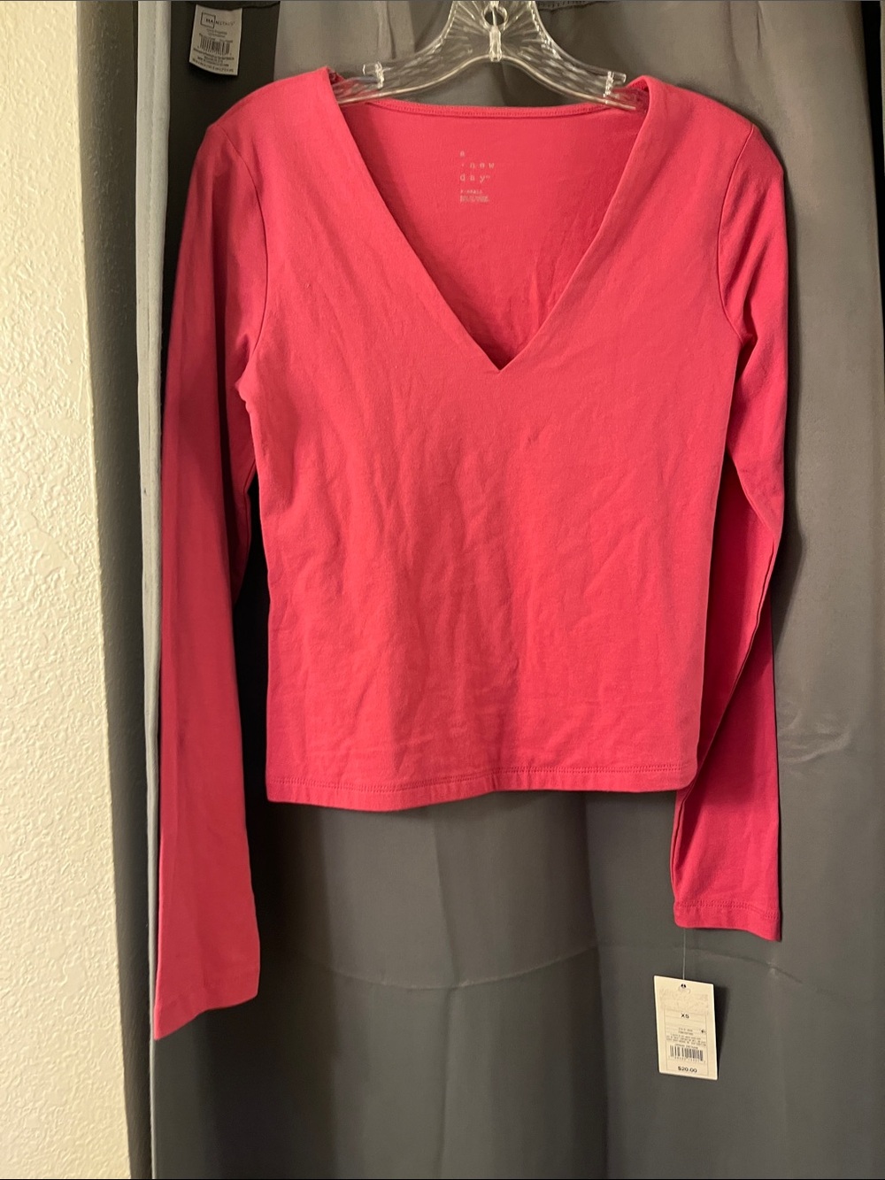 NWT! a new day Pink V-Neck Long Sleeve Top